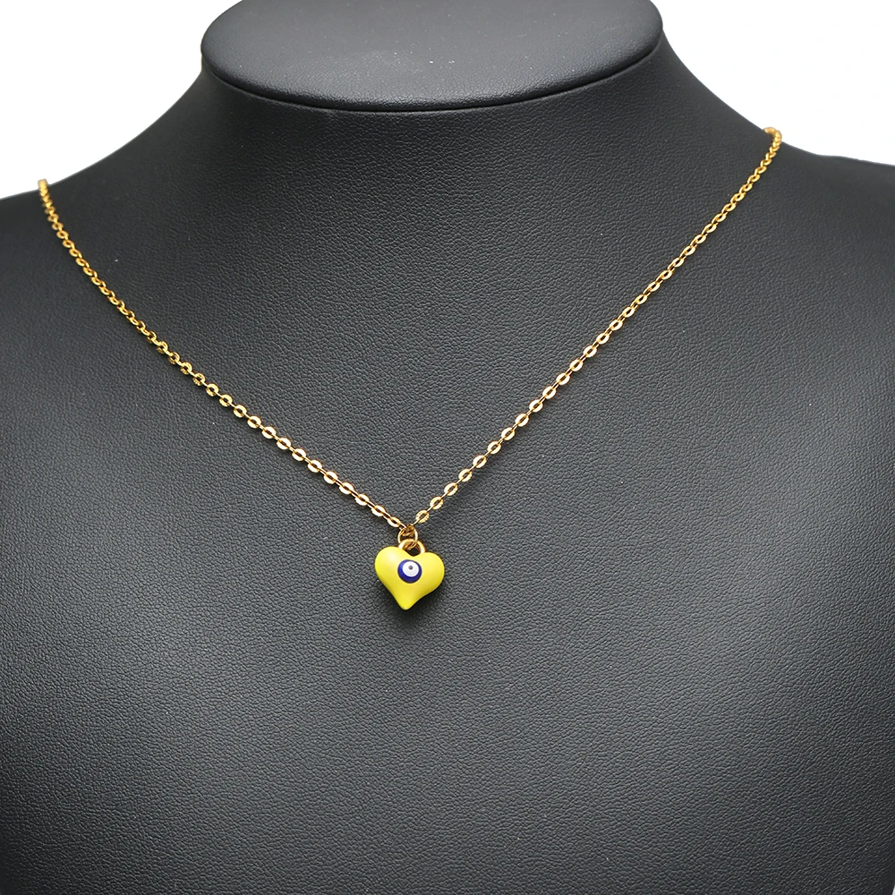 5pcs Stainless Steel Enamel Heart Eyes Charms Bohemian Necklaces Pendants for DIY Bracelet Earrings Making Kids Jewelry Findings view 5