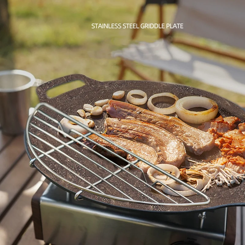 Outdoor Grill Mesh Steaming Rack 304 Stainless Steel Camping Barbecue Frying Pan Barbecue Oil Drain Anti-Scorch Grill