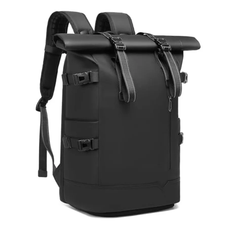 

Travel Roll Top Backpack with Shoe Compartment, 17 inch Laptop Compatible, for Business, Hiking, Mountaineering, Large Capacity