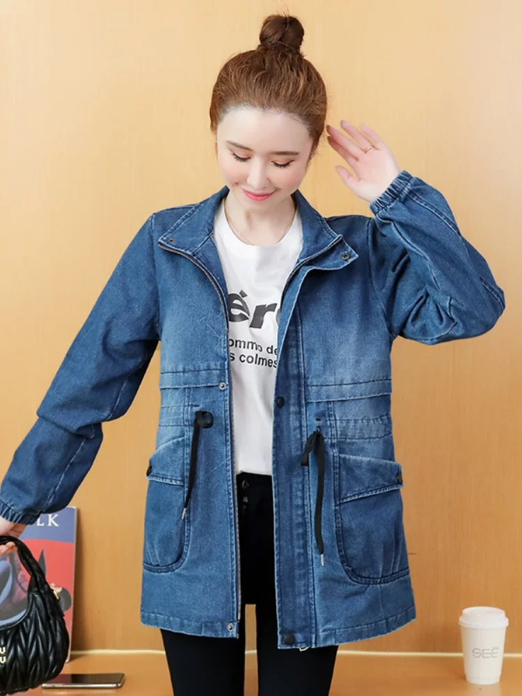 

Slimming Effect Waist-Cinching Casual Denim Jaet Women's Loose 2025 Spring Autumn New Simple Versatile Mid-Length Jeans