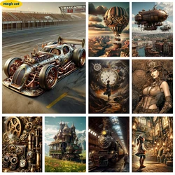 Steampunk Diamond Art Painting Mechanical Gear Mural DIY Diamond Embroidery Cross Stitch Adult Handicraft Gift Home Wall Decor