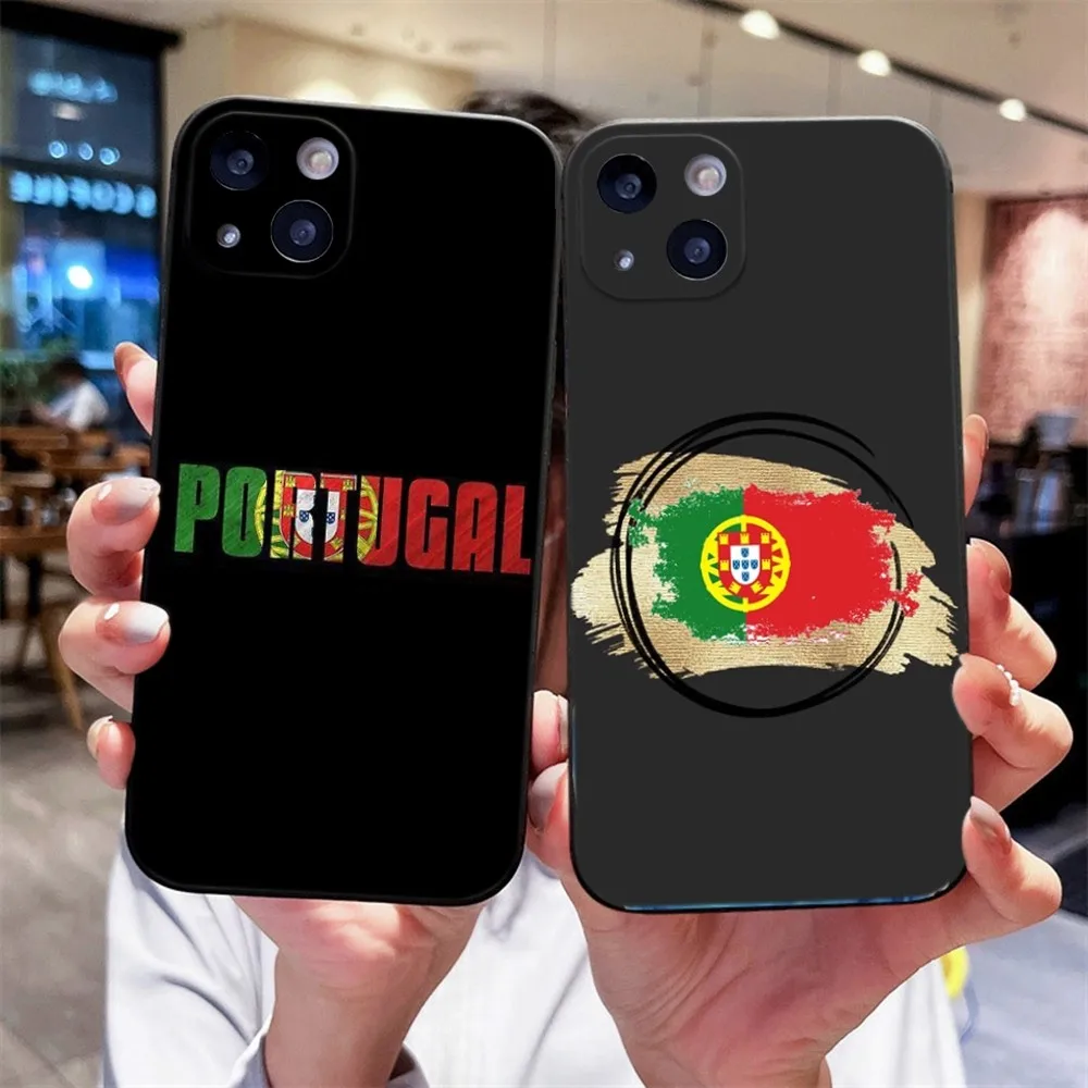 Portugal Flag Portuguese Country Phone Case For iPhone 14,13,12 Mini 11 Pro XR,X,XS,MAX 6S,7,8 Plus Silicone Cover Soft black