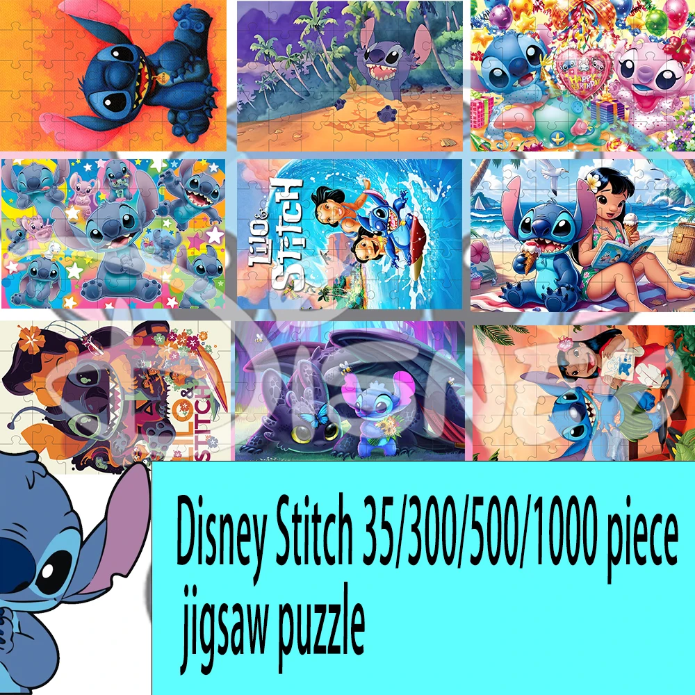 

Disney Stitch Puzzle 35/300/500/1000 Pieces Game Jigsaw Puzzle Educational Decompressed Toys Gifts