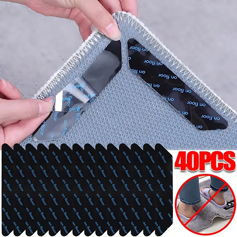 8-40pcs Non-slip Carpet Stickers Double-sided Tape Reusable Self-Adhesive Floor Rug Mats Fixed Pad Carpet Patch Bathroom Tools