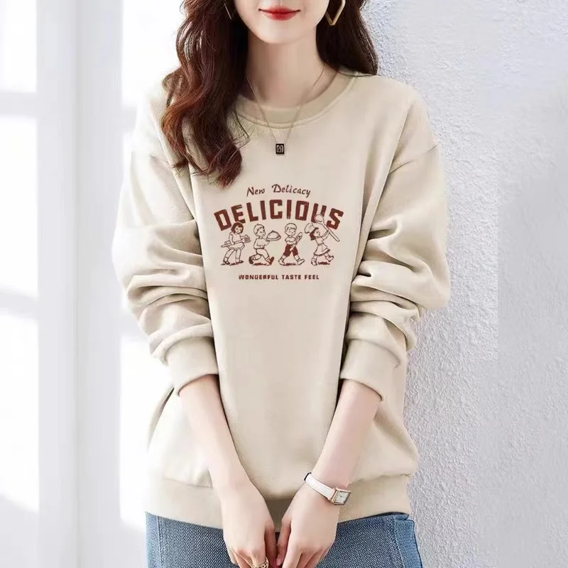 

Pinchen Trading-Women Sweatshirts 2024 Fashion Tide Casuais Printing Round Collar Shirt Female Hoodies Women's Long Sleeve Top