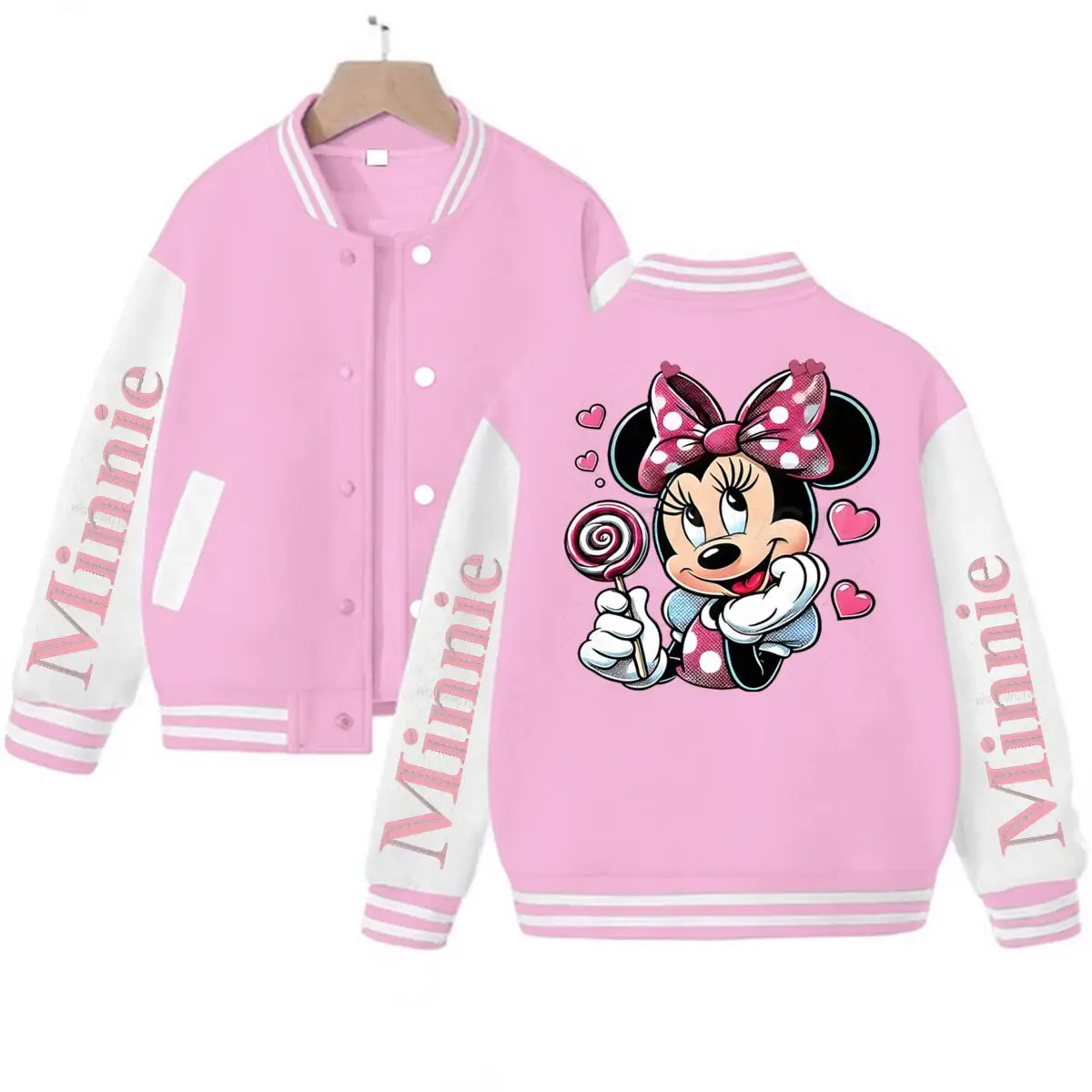 

Куртки с персонажем Минни Маус: винтажные бейсбольные куртки в стиле аниме для женщин и девочек, свободные, с длинными рукавами, классические, в стиле стритвир