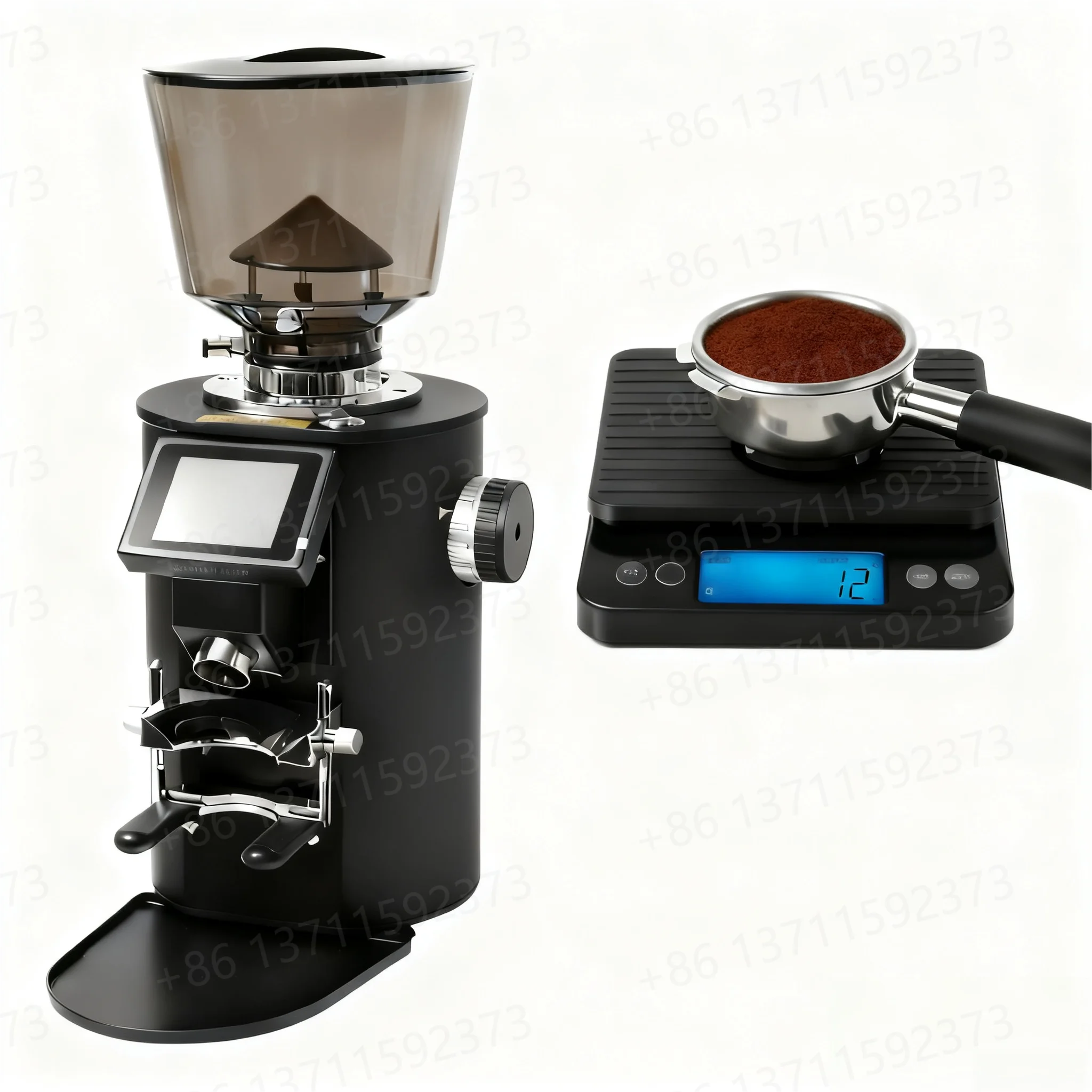 Weighing Quantitative Version 64mm Titanium-Plated Burr Coffee Grinder Commercial Coffee Grinder Scale Machine Powder Output
