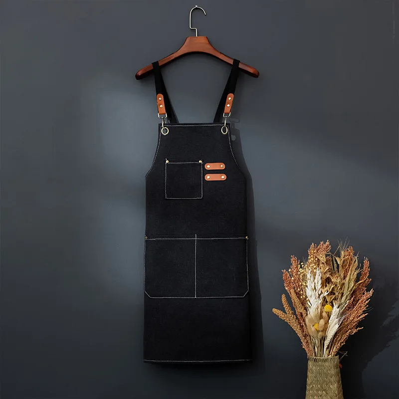 Comfortable Thin Kitchen Aprons for Woman Men Chef Work Apron for Grill Restaurant Bar Shop Cafes Beauty Nails Studios Uniform