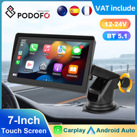 Podofo 7'' Wireless Carplay Android auto Monitor Car MP5 Player For Universal Bluetooth FM Radio Receiver TF/USB Rear View