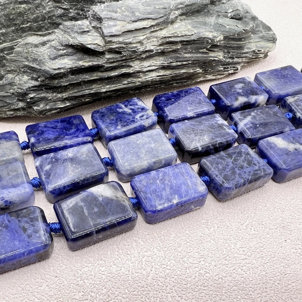 19x30MM Rectangle Shape Natural Blue Sodalite Quartz Slice Pendant Beads MY230741