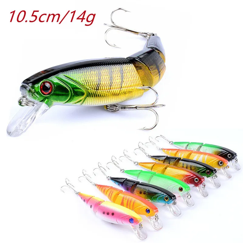 3D Eyes Artificial Bait Plastic Hard Bait With Lip 10.5cm 14g Fishing Lures Sinking Speed Knotty Fish Minnow Multi-section Lure