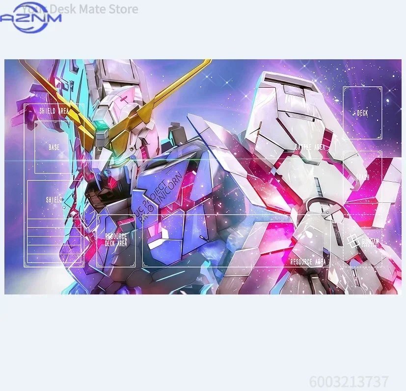 Colorful Space Mecha Warrior TCG Playmat XXL Non-Slip Rubber Card Game Mat Lock Edge Desk Pad