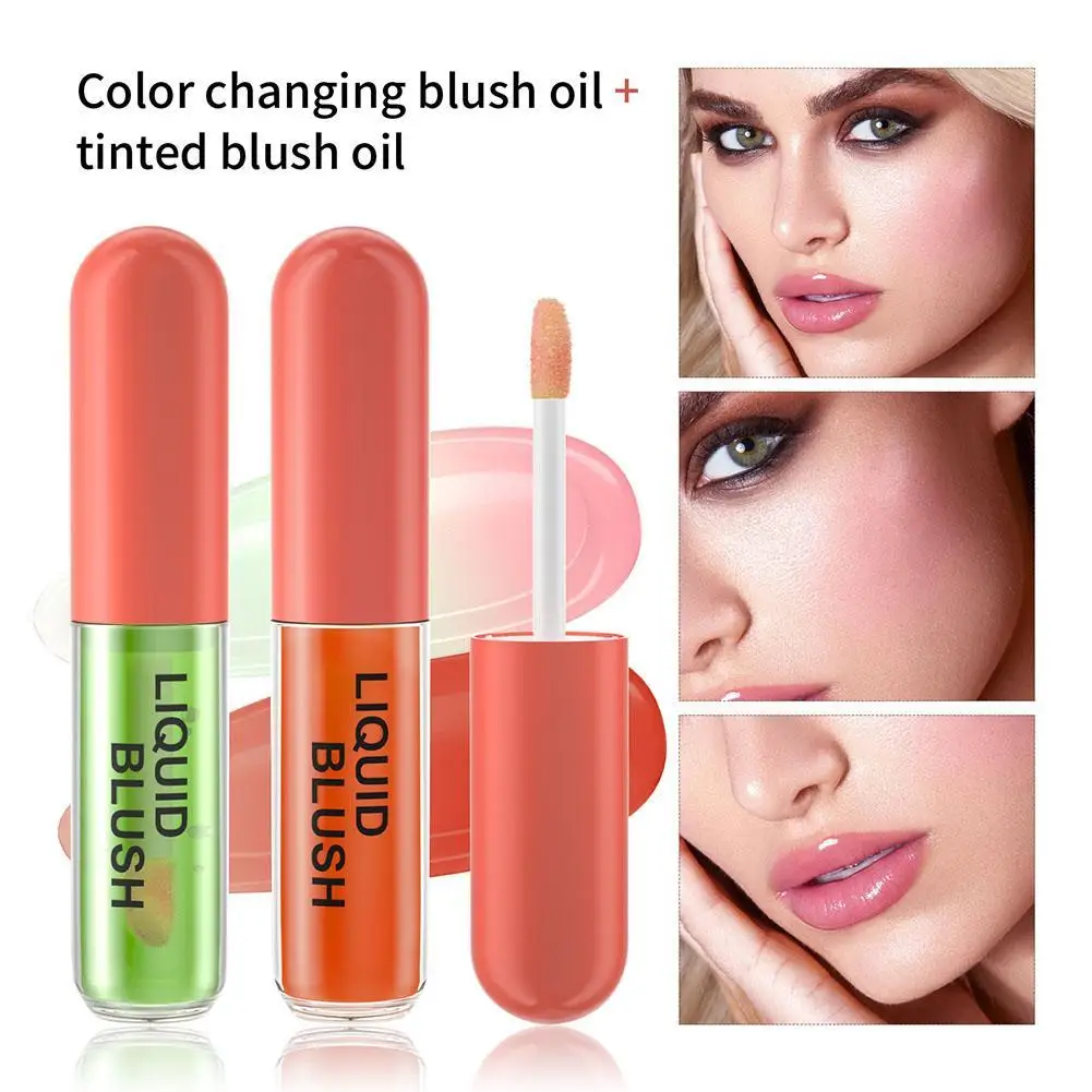 3 Color Changing Liquid Blush Oil Temperature Face Blusher Gloss Lasting Tinted Cheek Rouge Cosmetic Makeup Waterproof Rouge Oil