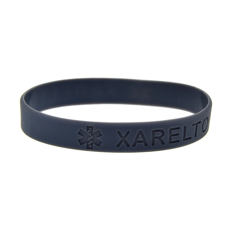 50 Stück Unisex XARELTO Silikon-Medizinisches ID-Armband Gummi-Armband für Erwachsene 7 Sortierte Farben zur Gesundheitswarnung – Detail 7