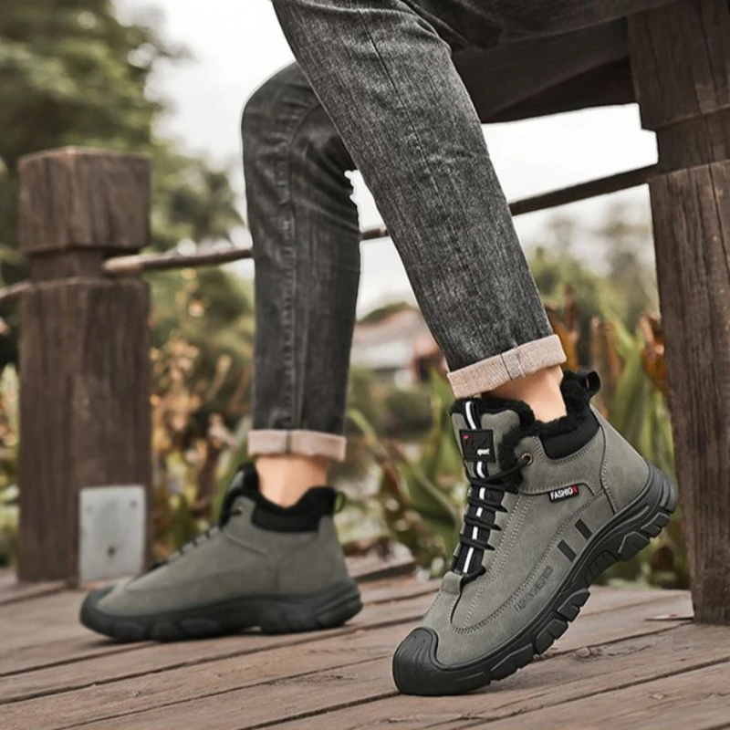 Male Winter Shoes Platform Men's Snow Boots Lace Up Casual Thick Plush Comfortable Fashion Original Deals Brands Offer Sale Fur