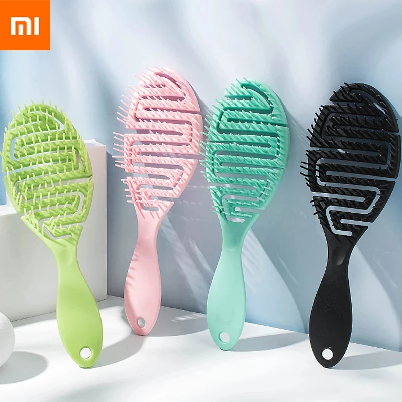 Xiaomi เปียกแปรง Pro Flex แห้งโค้งนวดหวีรูปร่างปุยซี่โครง Curling Comb สามารถใช้กับเปียกสำหรับ Easy Detangling