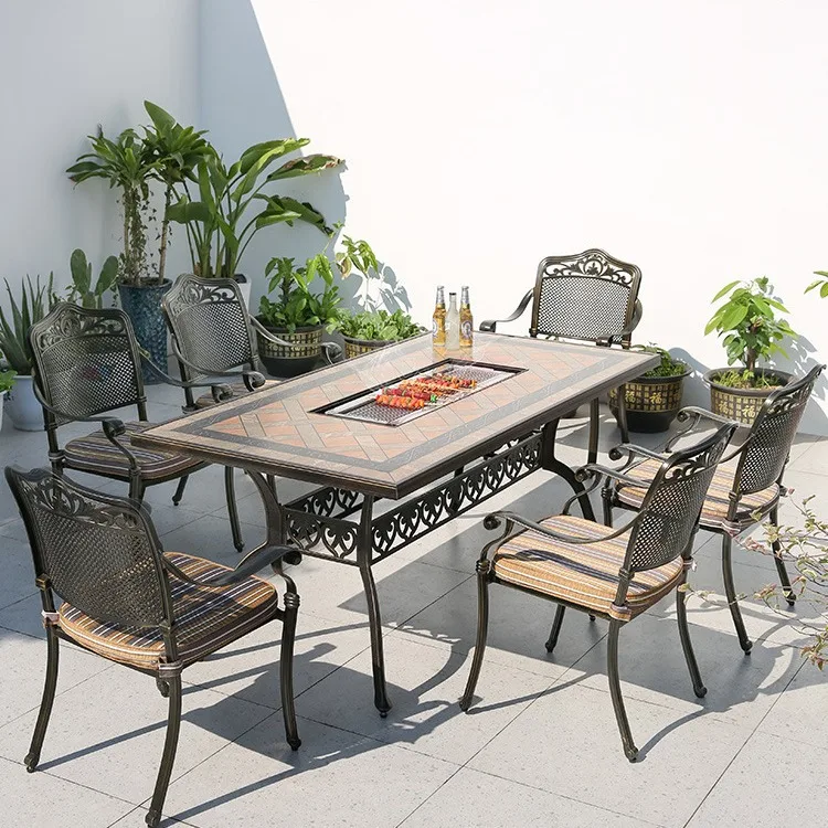 Multifunctional Korean electric grill Household smokeless barbecue Leisure BBQ Charcoal grill Outdoor barbecue table and chairs
