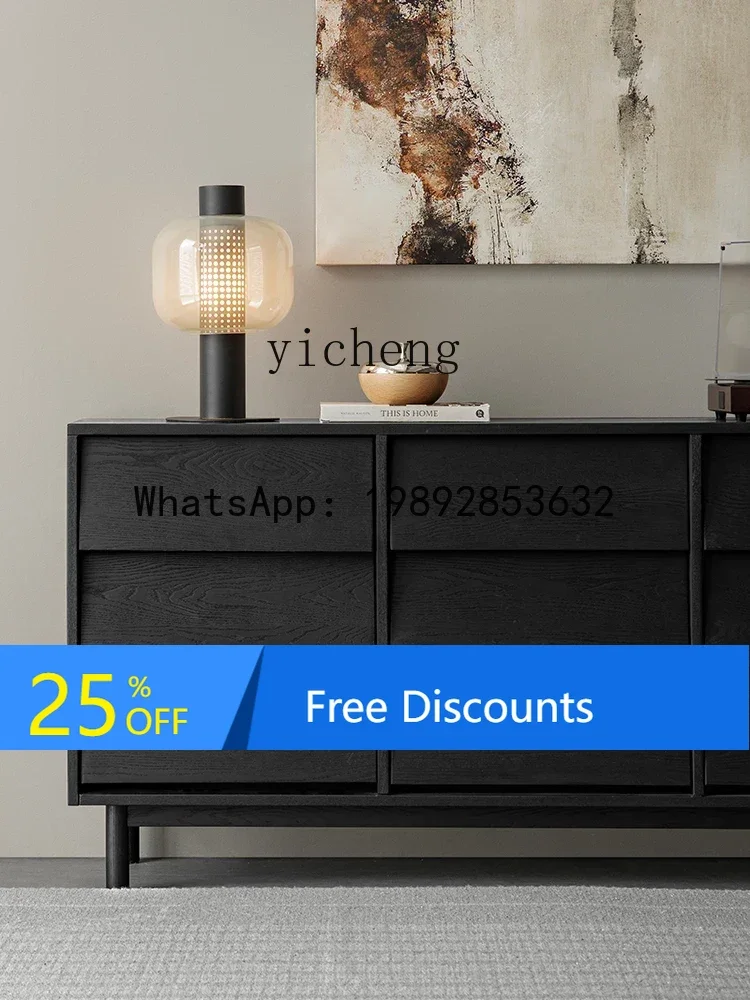 

LYY Solid Wood Nine-Drawer Cabinet Black Wall Storage Cabinet Hallway Dining Side Locker