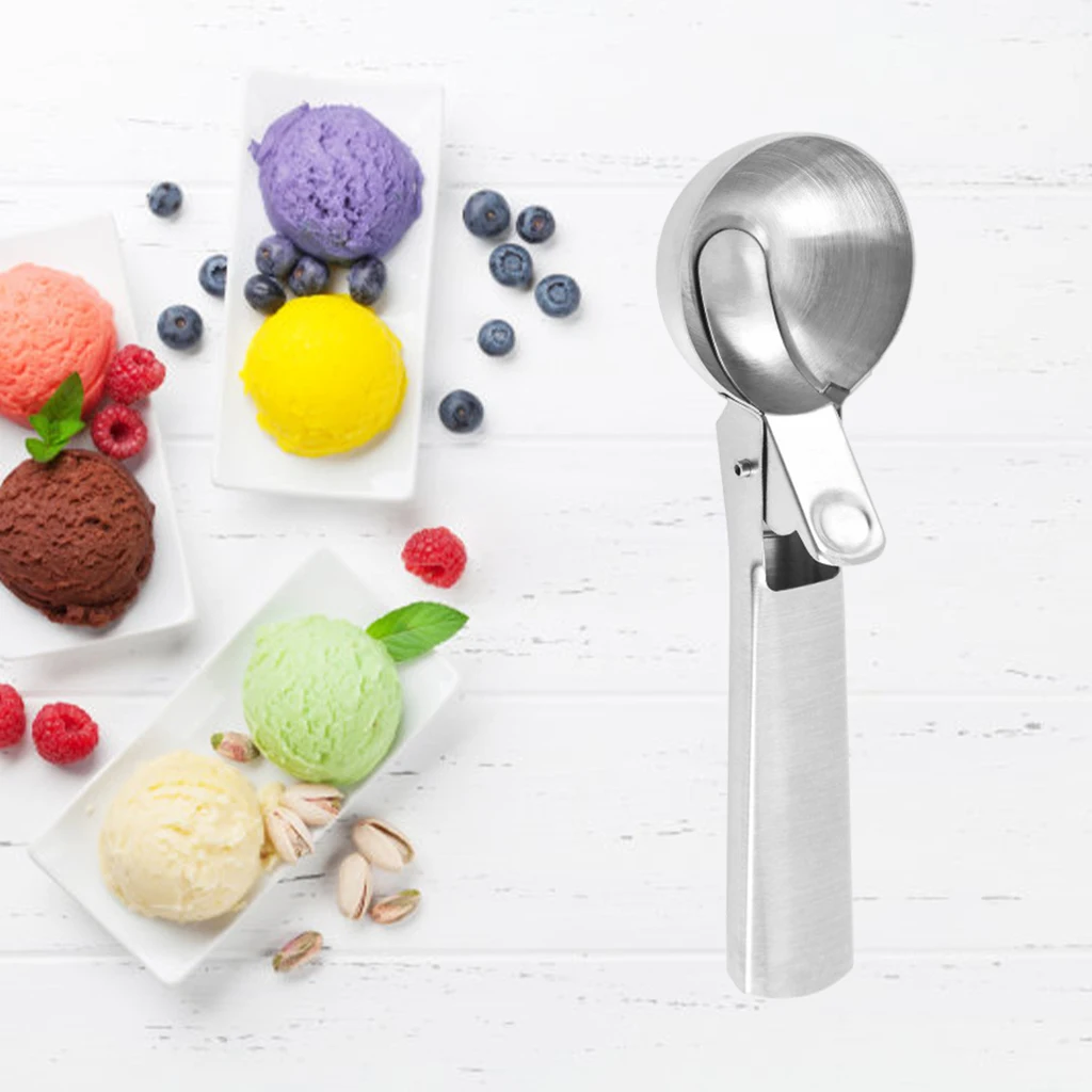 ملعقة آيس كريم من الفولاذ المقاوم للصدأ، ملعقة فواكه إبداعية على شكل كرة ثلج مع مقبض غير لاصق لأدوات المطبخ المنزلية #6