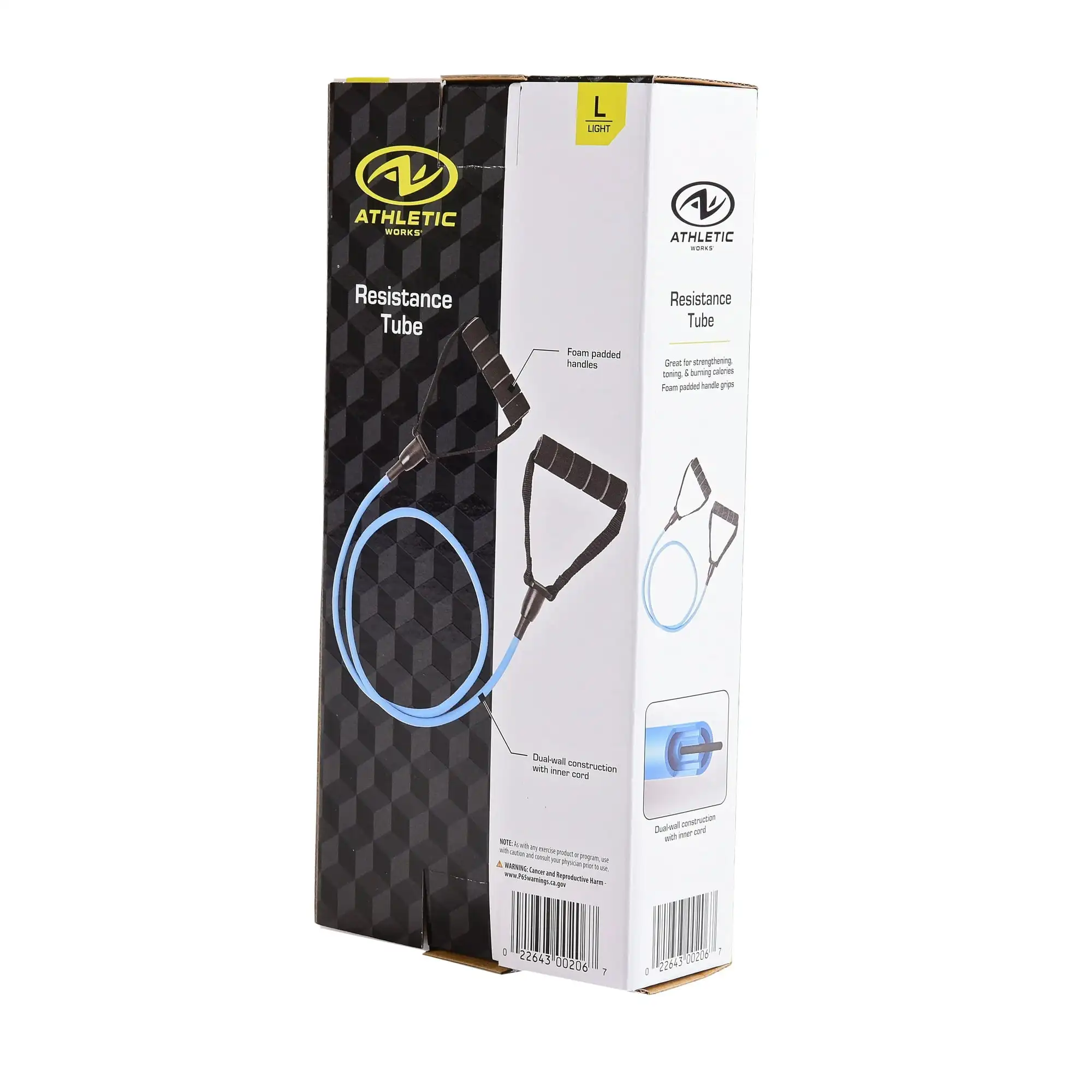 (2 pack) Athletic Works Resistance Tube Exercise Band, Light Resistance, Blue