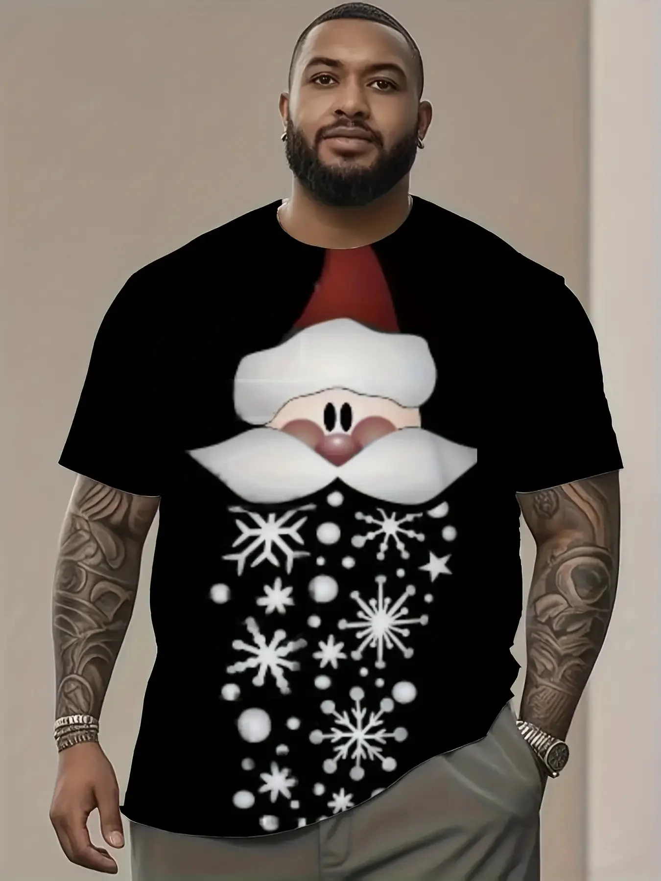 

3D Christmas Elements Snowman Pattern Men's T-Shirt Casual Harajuku Y2k O Neck Short Sleeve Tops Street Oversized Men Clothing