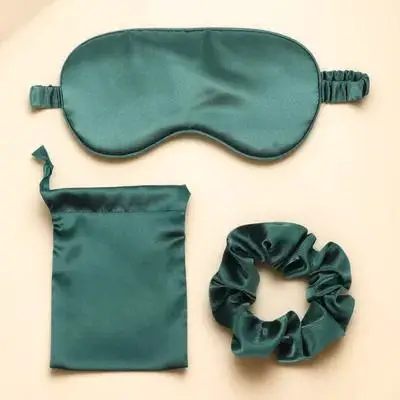 

3 шт., шелковая маска для сна, домашний дорожный набор, эластичная лента, веревка для волос, сумка для хранения, помощь для сна, расслабление, стресс, мигрени