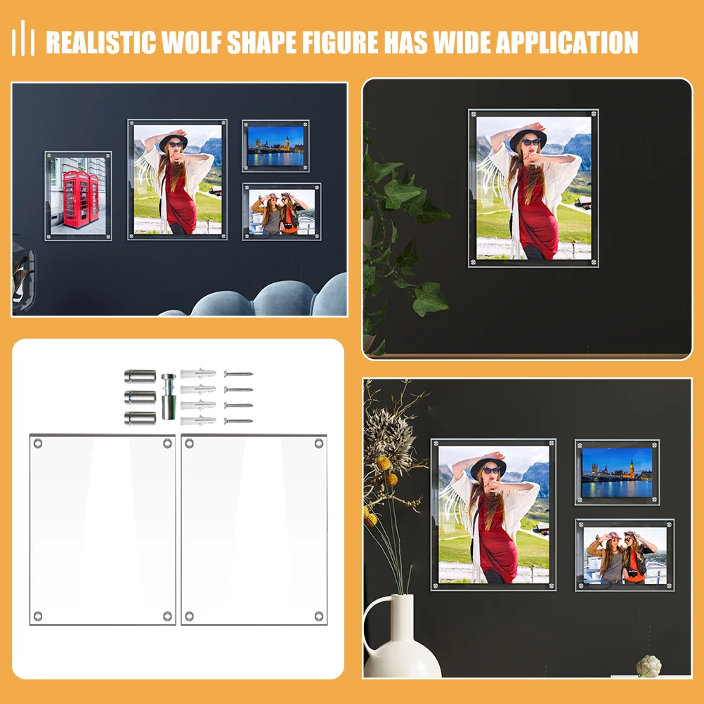 Clear Acrylic Photo Frame Wall Mounting Clear Picture Frame Picture Photo Holder (S)