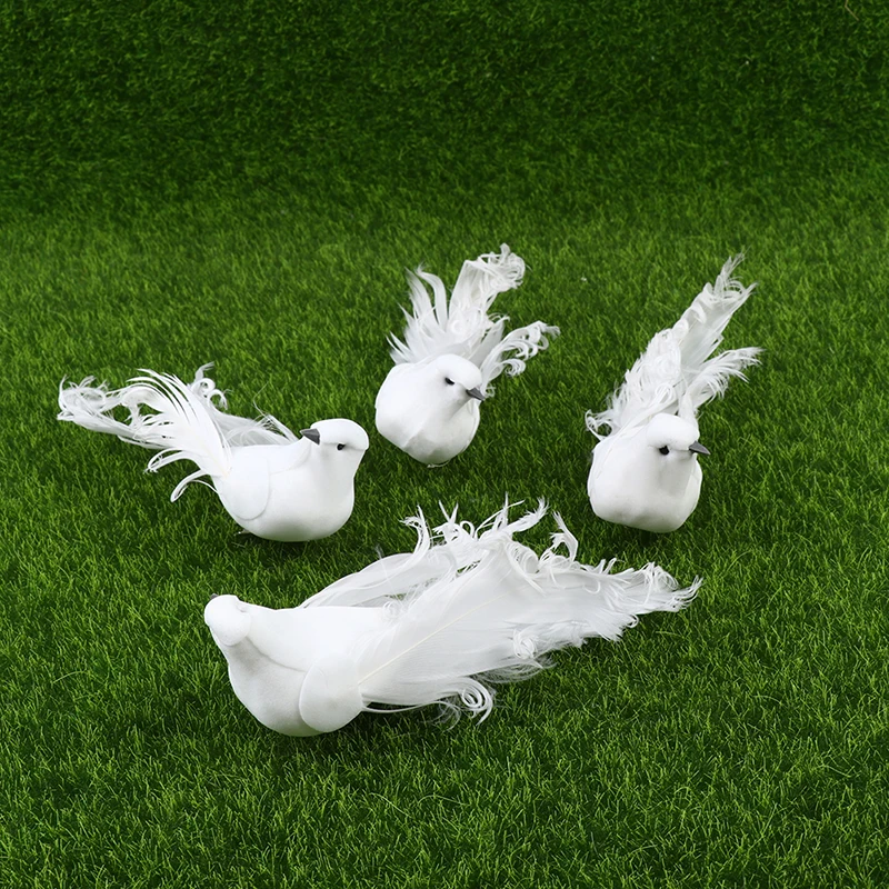 White Birds Artificial Foam Feather Doves Craft Birds Mini Decorative Birds