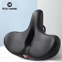 WEST BIKING Breathable Bicycle Saddle Road Thickened Mountain Bike Cushion For Men Skid-proof Soft Leather Road MTB Cycling Seat