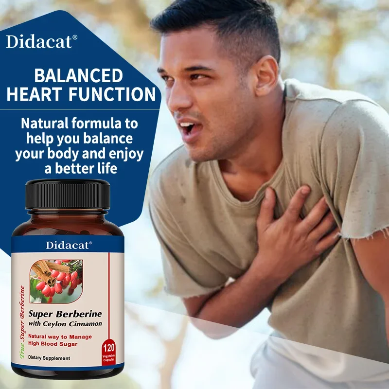 Berberine Capsules, with Ceylon Cinnamon, Energy, Heart & Metabolism Support, Balance Blood Sugar Levels