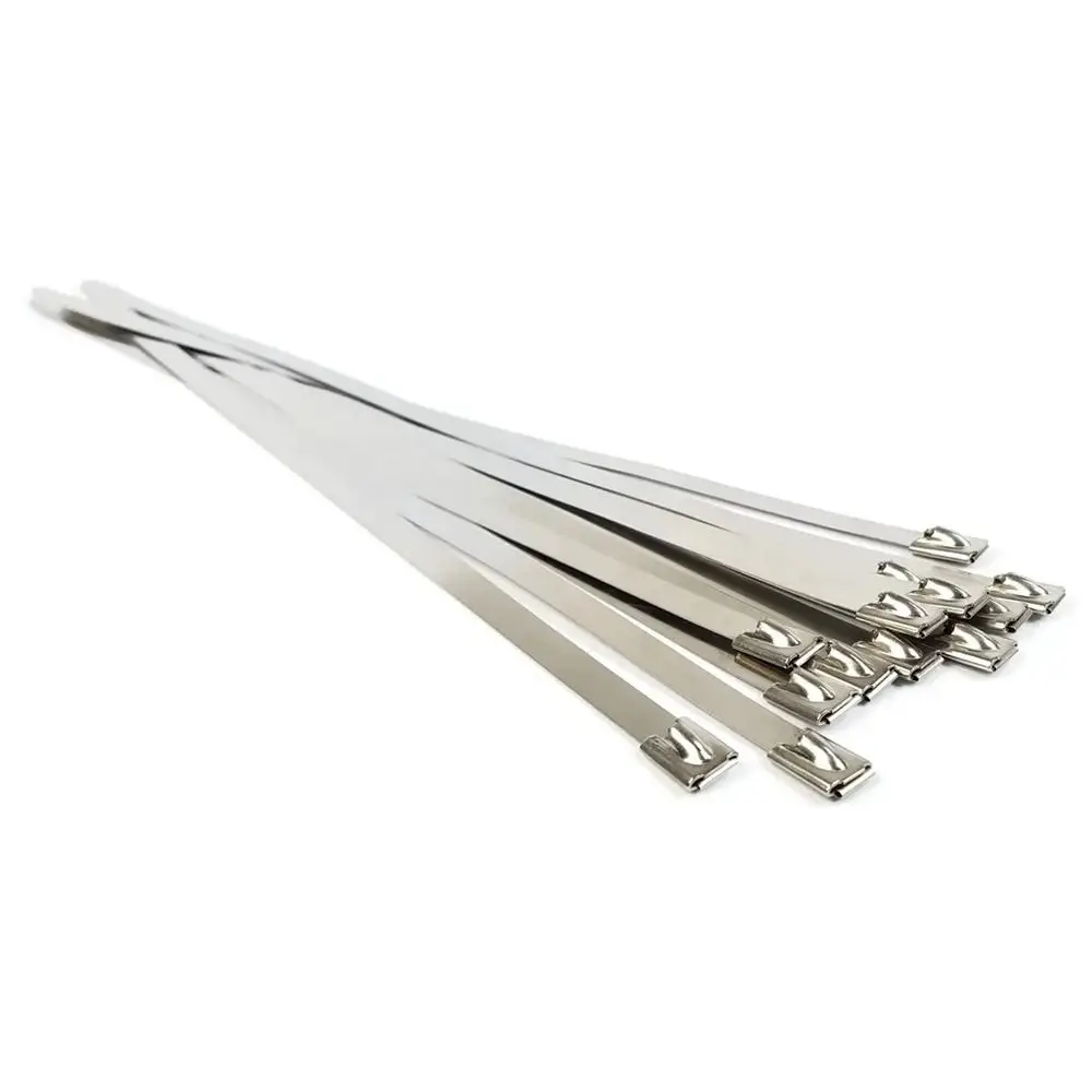 Silver Heavy Duty 304 Stainless Steel Cable Ties Tight Self-Locking Cable Zip Tie 4.6mm Exhaust Wrap Locking Ties Multi-Purpose