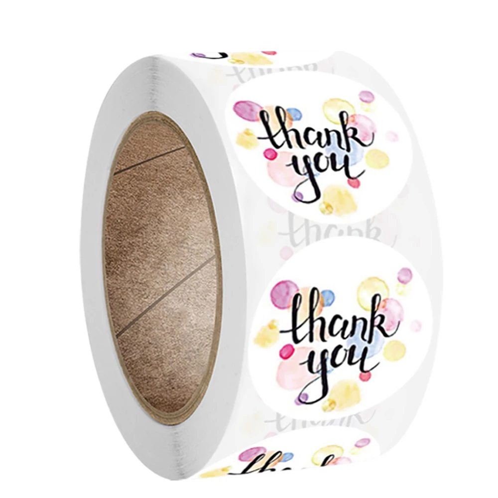 Flowers Thank You Stickers for Your Order with Heart 100-500Labels 1'' Round for Small Business Boutique Bags Wedding Favors