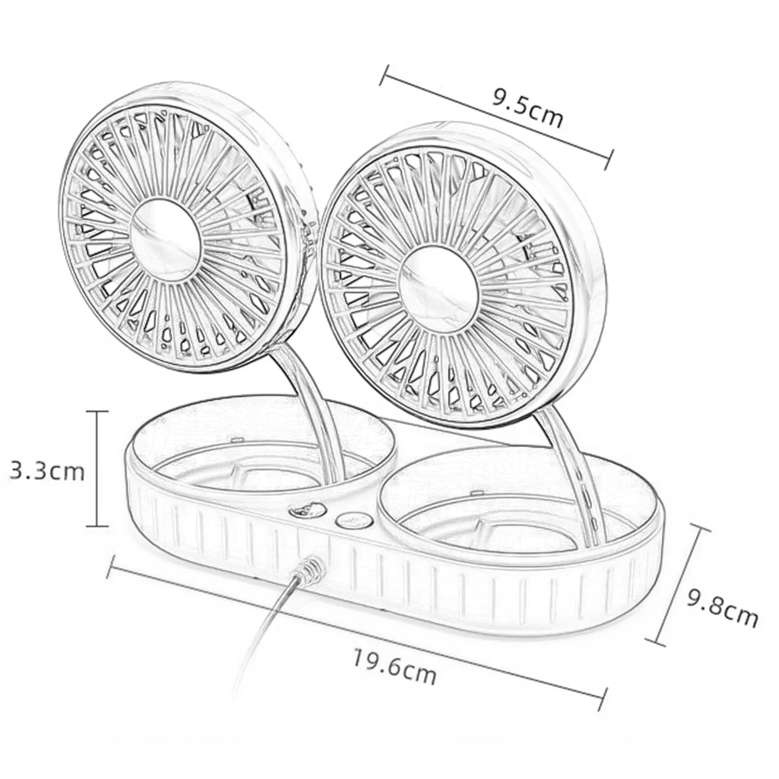 Car Cooling Fans Dual Heads Supplies Tabletop USB Rechargeable 360 Degree Rotation Portable Car Fan for Truck SUV RV Vehicles