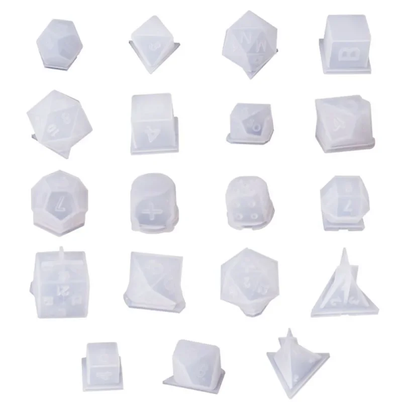 주사위 실리콘 금형 에폭시 수지 금형, 멀티 사이즈 디지털 게임, DIY 크리스탈 주사위 도구, DND 주사위 제작용, 19 가지 모양, 1 개