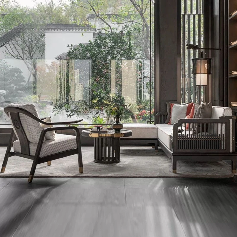 

Sofa table and chairs high-end leisure chair sofa combination ash walnut