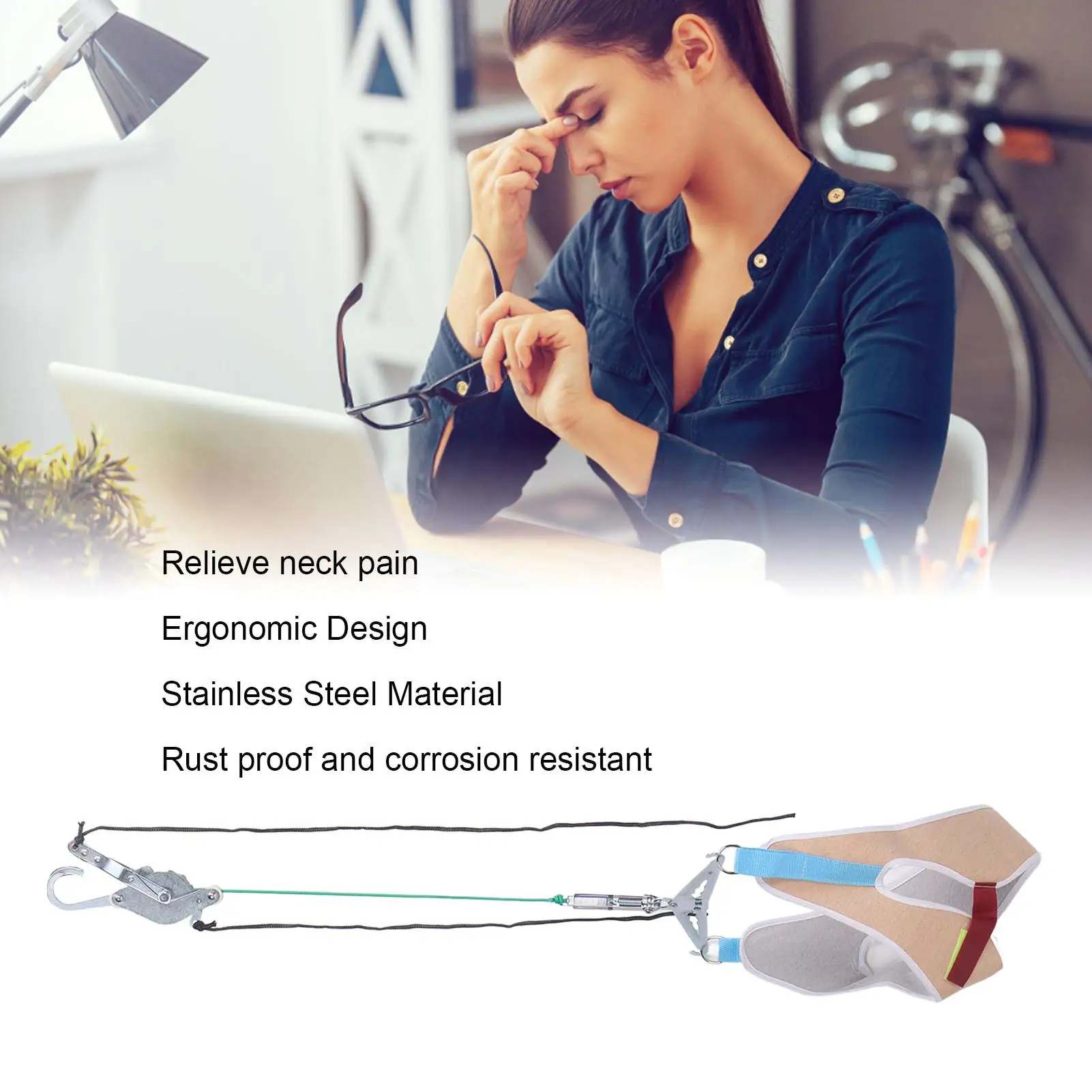 Cervical Neck Traction Device for Pain Relief - Professional Stretcher for Home Use, Adjustable for men & Women