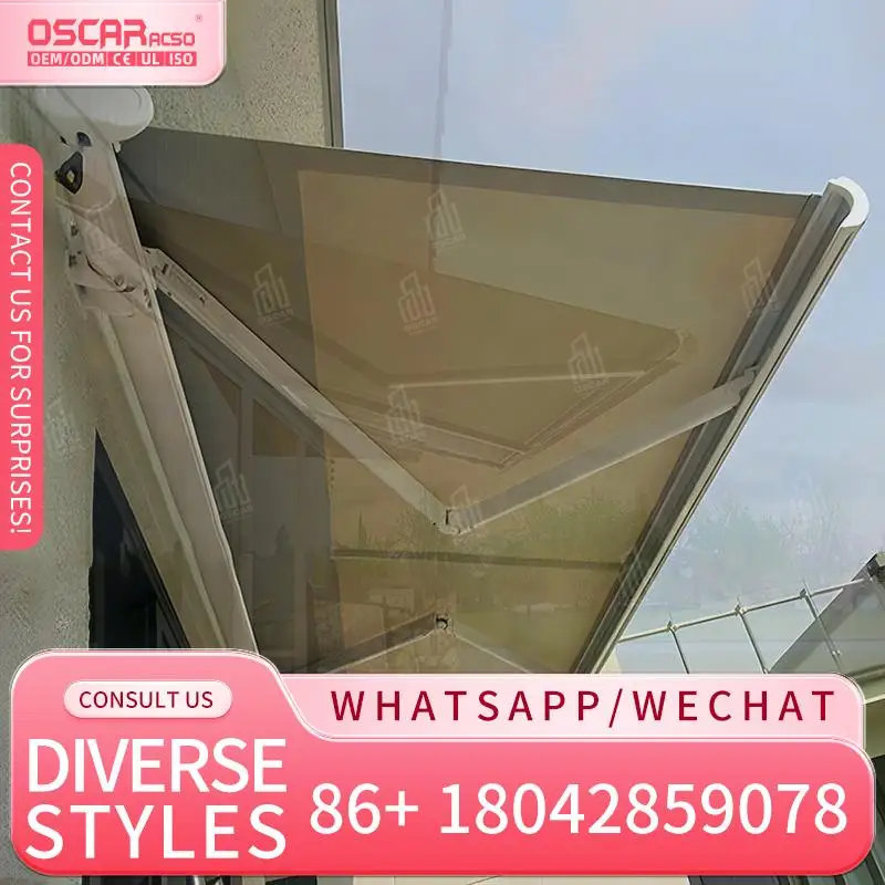 

Waterproof Retractable Sunshade Canopy with LED Light for Restaurant Balcony Customizable PVC Outdoor Shelter Patio Shade Retrac