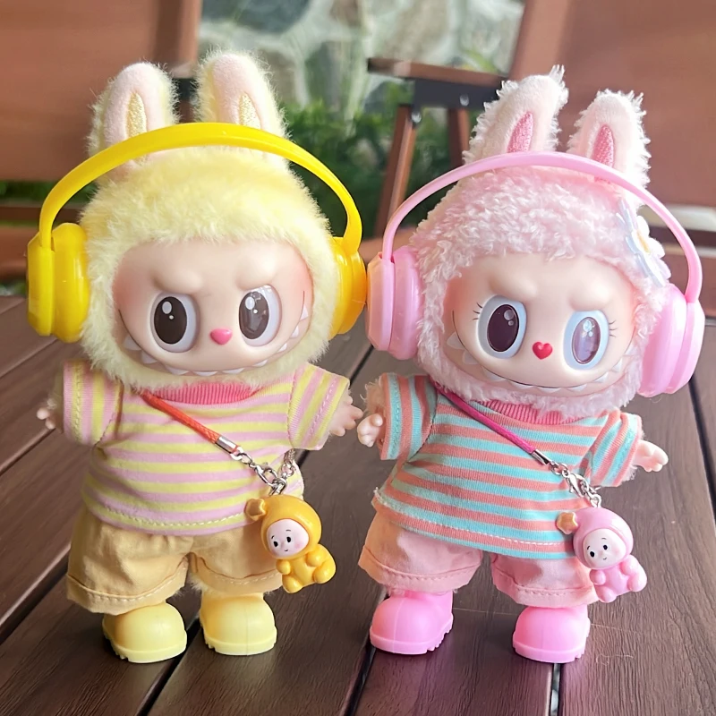 

Hot Sale Striped Top Trousers Set For Anime Figure Labubu 17cm Clothes Trendy Outfit Cute Accessories Ornaments Toy Gift No Doll