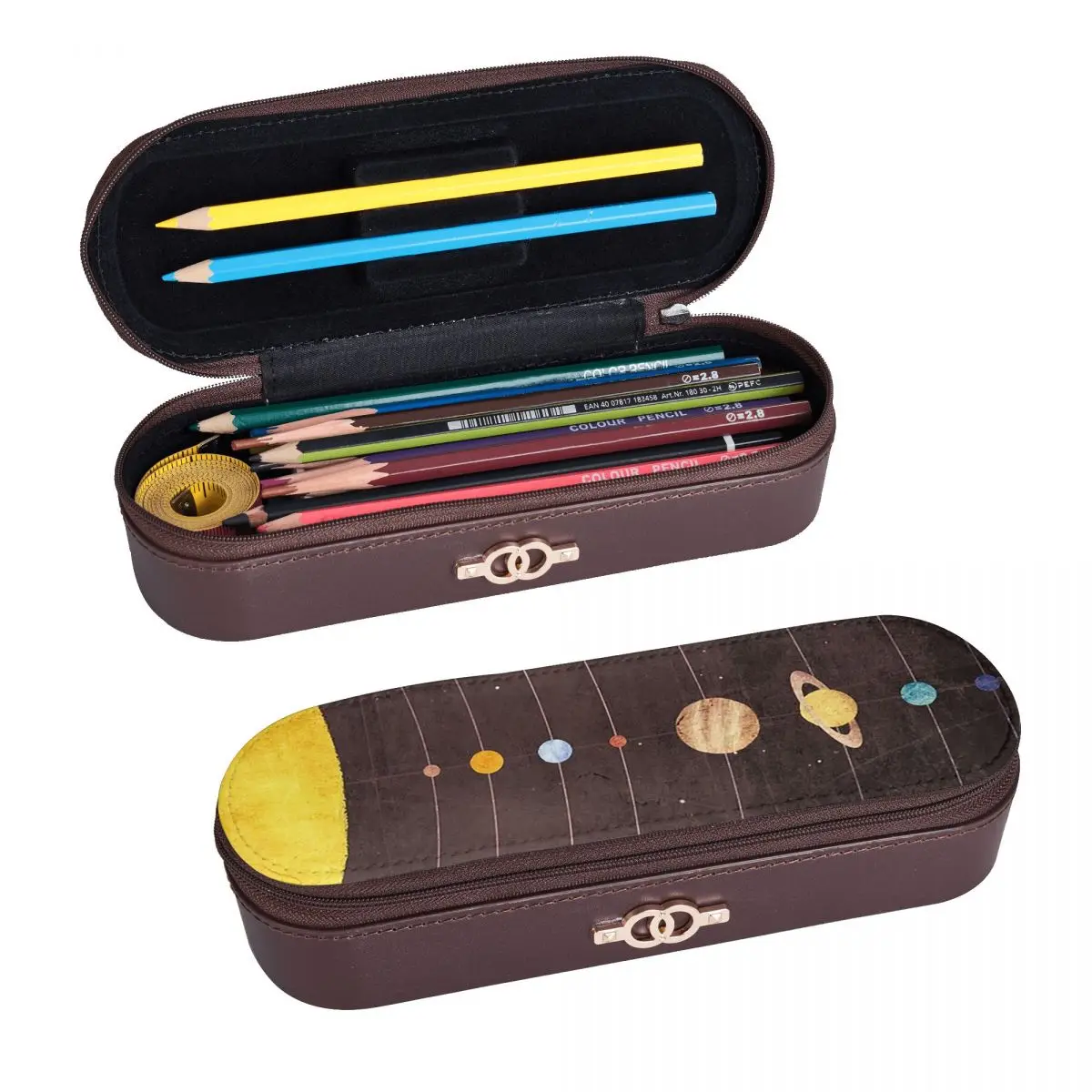 Solar System  Leather Pencil Case Pen Holder Storage Stationery Supplies Pen Box Pencil Bag for Students Gifts