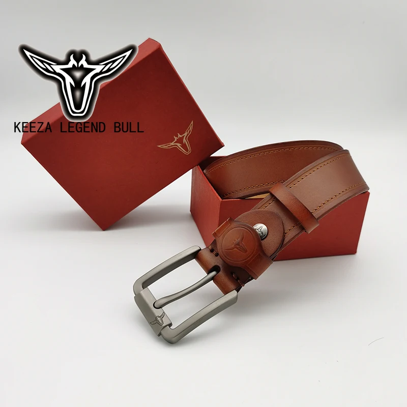 KEEZA LEGEND BULL Cáqui Camada Superior Cintos De Couro De Couro Para Homens Moda Design Luxuoso Fabricante Vendas Diretas