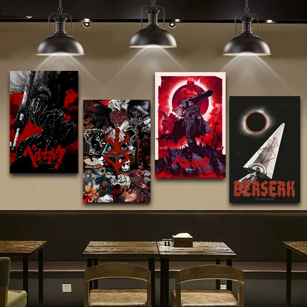 Japanese Anime Berserk Movie Sticky Posters Vintage Room Bar Cafe Decor Nordic Home Decor