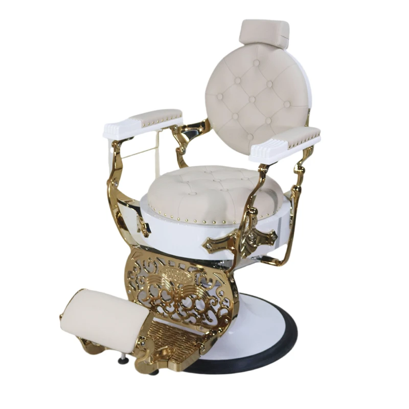 

Wholesale Hair Styling Retro Antique Black Gold Hairdressing Chair Hydraulic Pump Can Be Put Down Can Be Rotated Barber Chair
