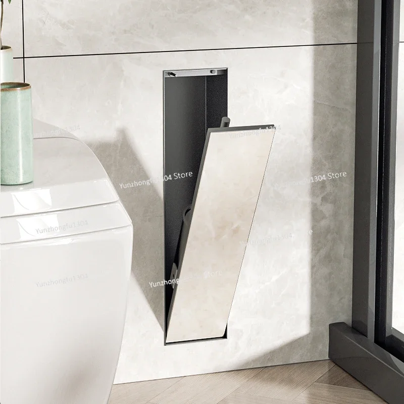 Bathroom toilet side stainless steel niche toilet brush embedded silicone brush into wall hidden model