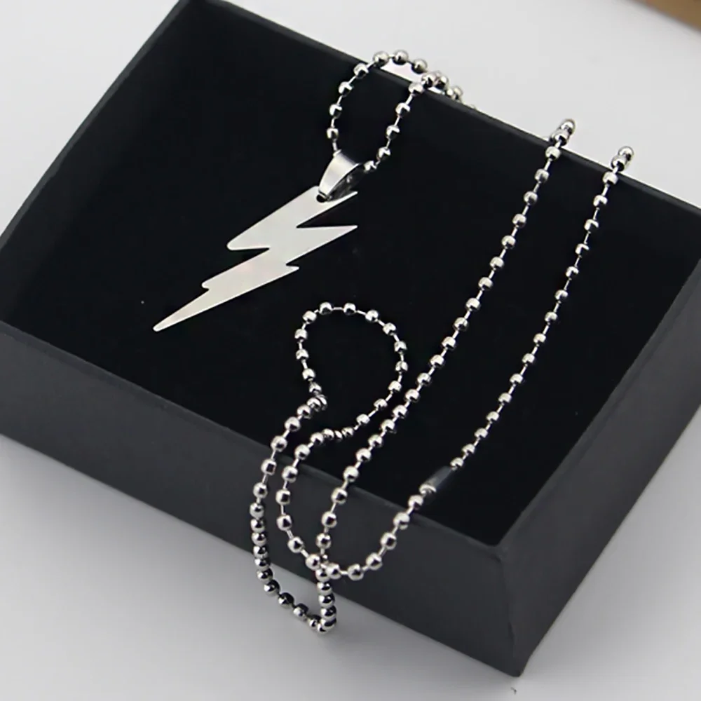 Fashion Bat Lightening Stainless Steel Pendant Chain Necklace For Men Jewelry Boy Anime Accessories Gift
