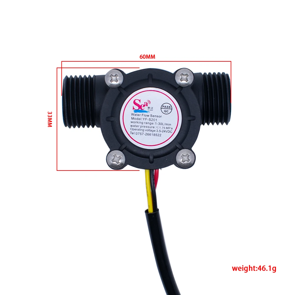 Water Flow Sensor Flowmeter Hall Flow Sensor Water Control 1-30L/min