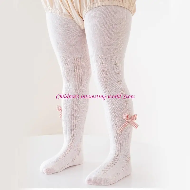 

Spring Hollows Socks Breathable Stretchy Tights Child Princess Bowties Stockings 425F