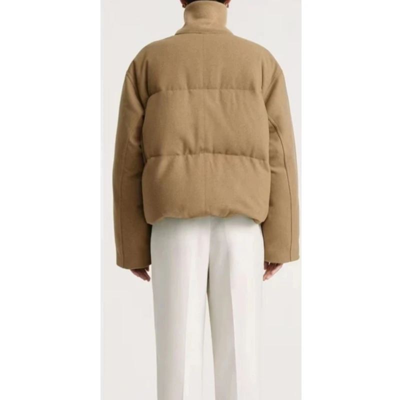 Kurze gesteppte Daunenjacke aus Flanell mit Wollmischung für Damen von Nordic Niche für Wärme