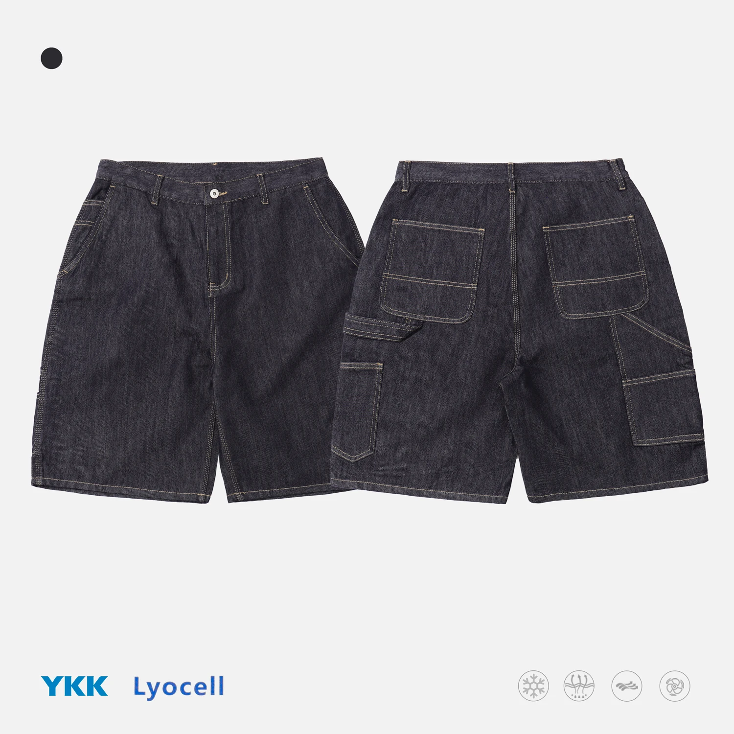 Japanese Streetwear Workwear B11 Raw Denim Bermuda Shorts 26SS Vintage Lyocell-Blend Fade-Resistant Soft & Comfortable Unisex
