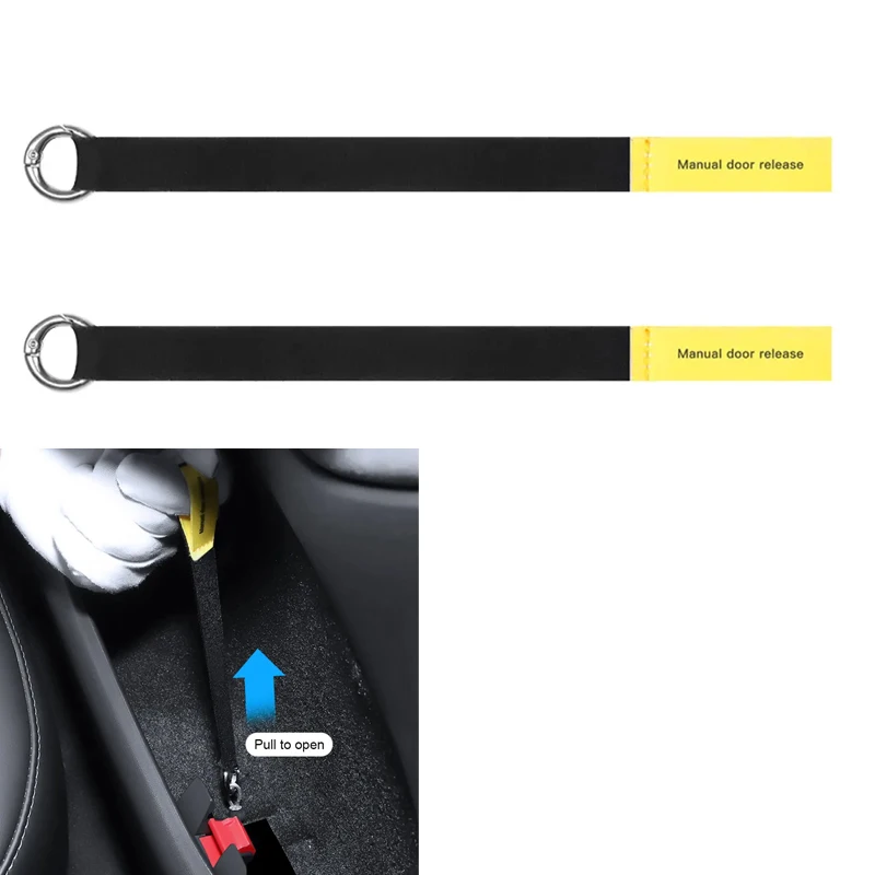 2Pcs Emergency Handle Escape Strap Extended Manual Door Release Safety Pull Rope for Tesla Model Y Emergency Puller