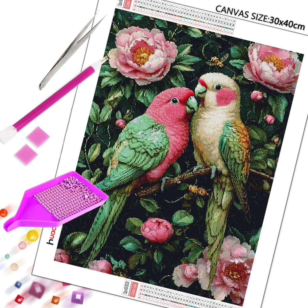 Huacan 5D DIY Diamond Painting Birds Peony Diamond Mosaic Animal Flower New Collection Decorative Paintings